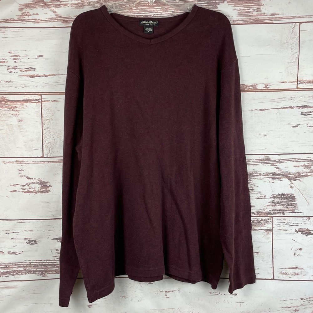 Eddie Bauer Maroon V-Neck Sweater Size XL